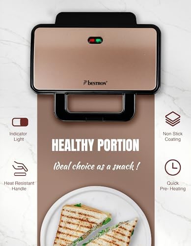 Bestron Appareil à Croque Monsieur XL, ASM90XLZ, Cuivre, 900W