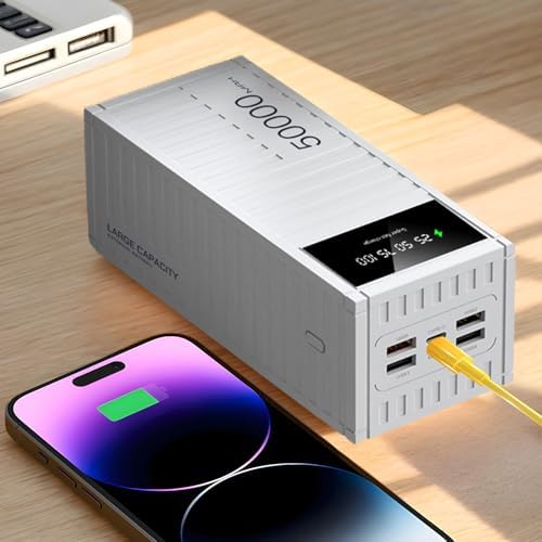 Batterie Externe 50000mAh, Charge Rapide 66W, Affichage LED, Noir