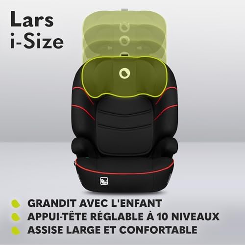 lionelo Siège Auto Isofix Lars I-Size, Groupes 2 et 3, Protection Latérale, Accoudoirs Confortables