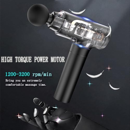 Pistolet de Massage à Percussion 20 Vitesses, 8 Têtes, Noir Mat