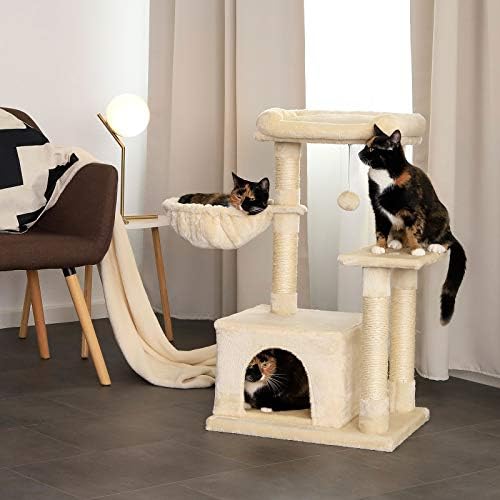 Arbre à Chat avec Hamac et Balle en Peluche, 85 cm, Beige