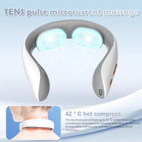 Masseur Cervical Chauffant, Appareil de Massage avec 6 Modes et 16 Intensités