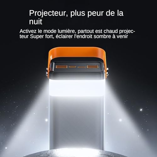 Chargeur Solaire Haute Capacité 50000mAh, Batterie Externe avec Éclairage, Noir
