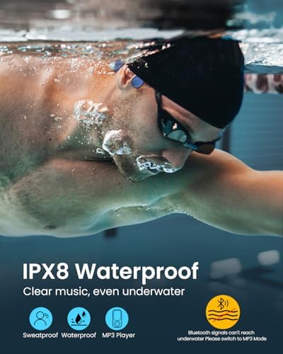Écouteurs Bluetooth 5.3 à Conduction Osseuse pour Natation, Étanches IPX8, MP3 32Go