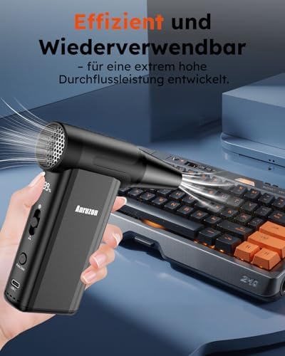 Anruzon Souffleur d’Air Électrique A1PRO, 300000 RPM, 8 Vitesses, Batterie 7600mAh