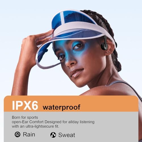 Casques Sportifs Bluetooth 5.3 Conduction Osseuse, Étanches IPX6, Oreille Ouverte