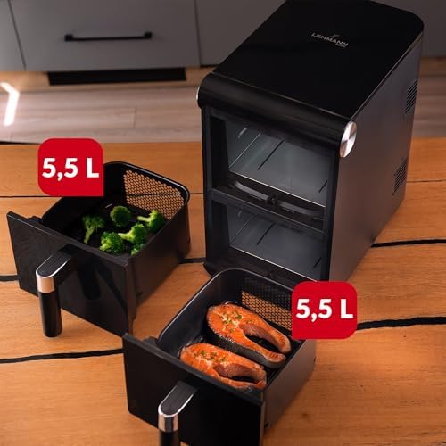Friteuse à air chaud double chambre 11L avec contrôle indépendant et design compact