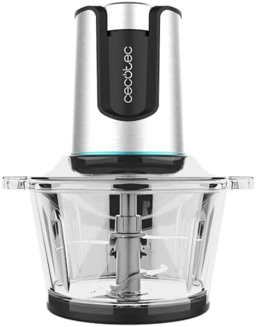 Cecotec Hachoir Électrique ChopBeat 2000 Delhi Glass, 500 W, 4 Lames, Bol 500 g