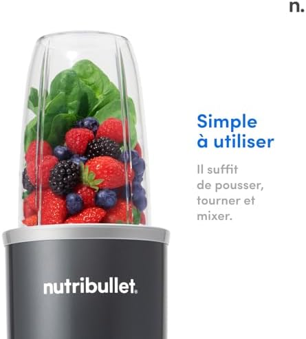 NutriBullet Blender Électrique Original 600, Hachoir Multifonction, 600 Watts, Gris Foncé