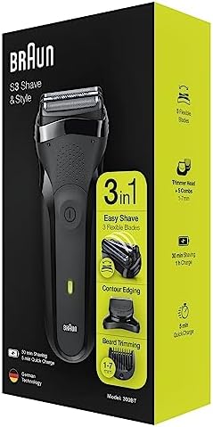 Braun Rasoir Électrique Homme Series 3 Shave&Style 300BT, 3-en-1, Sans Fil, Noir