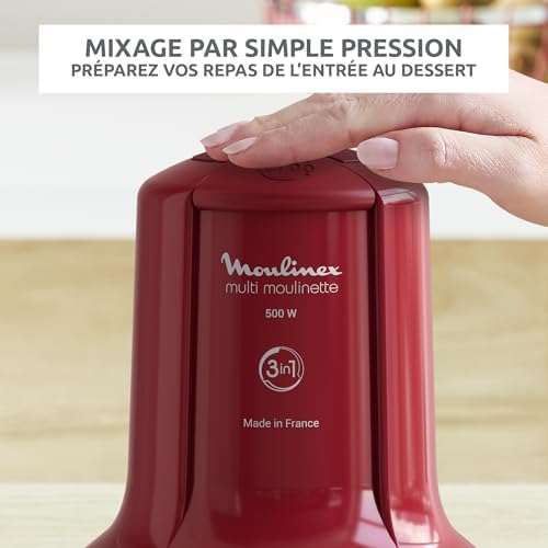 Moulinex Hachoir Électrique Multi Moulinette AT714G32, 500W, 500ml, Rouge