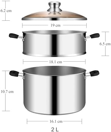 VENTION Couscoussier Induction 2L, Petit Cuiseur Vapeur 18 cm, Acier Inoxydable