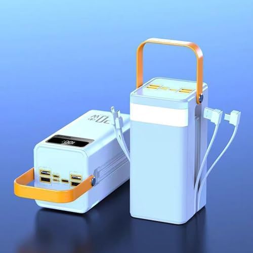Batterie Externe Solaire 50000mAh, 120W avec Lumière et Câbles Intégrés