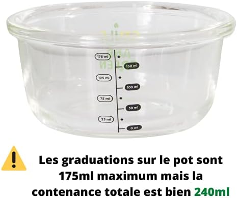 Contenants en Verre Borosilicate 240ml, Petit Pot en Verre, Lot de 6, Couvercles Hermétiques