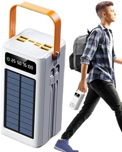 Batterie Externe Solaire 50000mAh, Chargeur Solaire Haute Capacité, Blanc