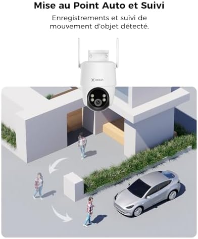 Caméra de Surveillance Solaire 2K PTZ, Batterie 10000mAh, Vision Nocturne 30m