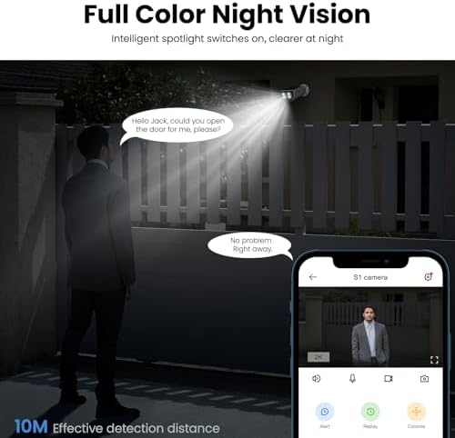 Caméra Solaire de Surveillance WiFi Extérieure 2K, Étanche IP65, Vision Nocturne Couleur