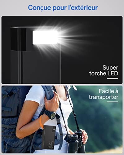 Chargeur Portable 50000mAh Batterie Externe, Charge Rapide 22.5W, Noir