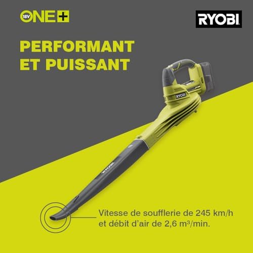RYOBI Souffleur de Feuilles 18V One+ OBL1820S, Léger et Compact, 245 km/h