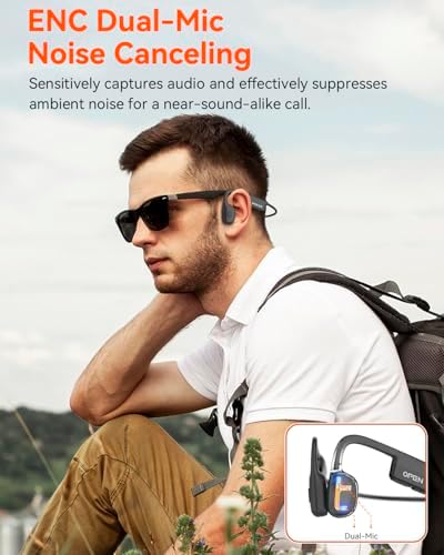 Casque Bluetooth 5.3 Conduction Osseuse, Étanche IPX6, Double Microphone