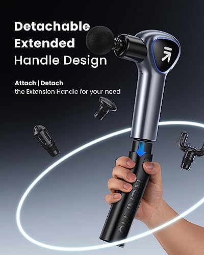 RENPHO Pistolet de Massage Musculaire, Reach Massage Gun, 5 Vitesses, 4 Têtes