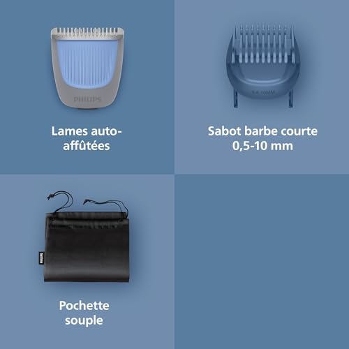 Philips Tondeuse à Barbe Série 3000, Modèle BT3619/15, 20 Hauteurs Réglables, Étanche