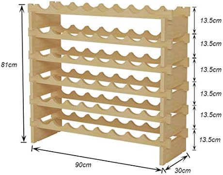Casier à Vin en Bois Range Bouteille Vin, 6 Étagères, Naturel
