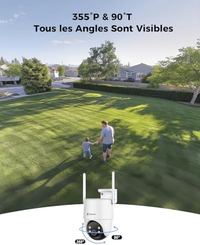 Caméra de Surveillance Solaire 2K PTZ, Batterie 10000mAh, Vision Nocturne 30m