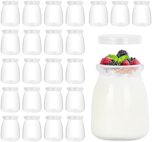 Lot de 24 Petit Pots en Verre 140ml avec Couvercle, Contenants pour Pudding et Yaourt