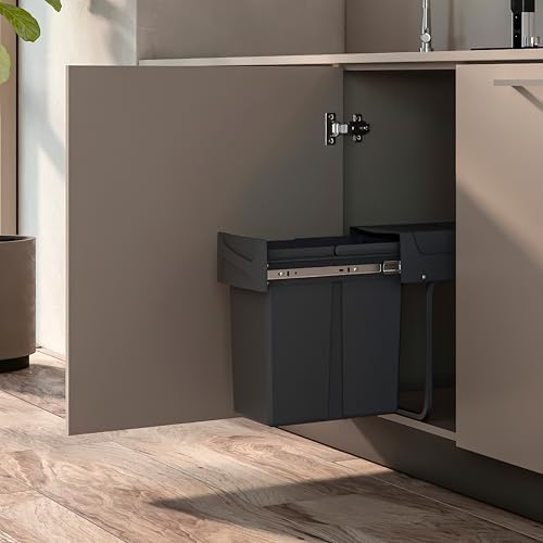 Emuca Poubelles de Recyclage Amovibles, Modèle 8199423, 40L, Gris Anthracite