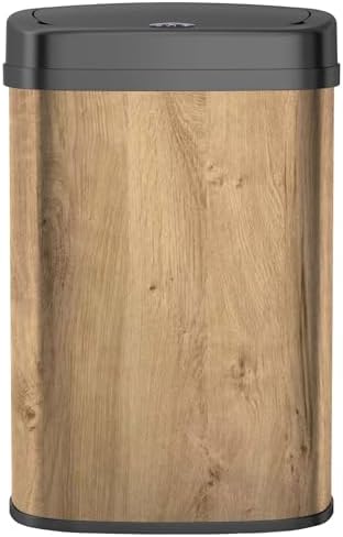 KITCHEN MOVE Poubelle Automatique 58L MAJESTIC, Design Bois, Inox