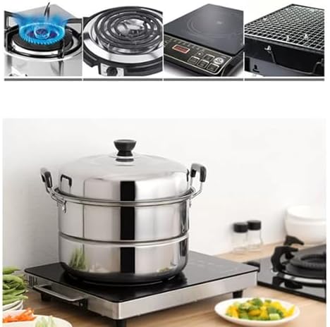 Cuit-Vapeur Multi-Couches 20L Couscoussier Induction, Acier Inoxydable