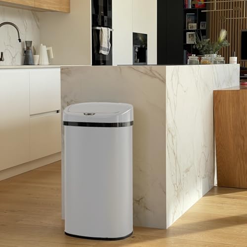 KITCHEN MOVE Poubelle Automatique 58L MAJESTIC WHITE, Inox, Blanc