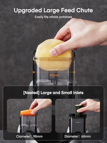 FOHERE Râpe à Légumes Électrique 5 en 1, 80W, Lames Interchangeables, Argent