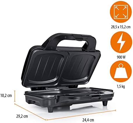 Tristar Appareil à Croque-Monsieur SA-3060, 900W, Plaques Extra-Profondes, Noir