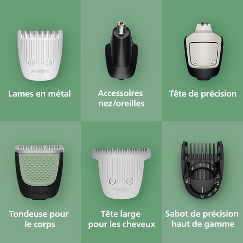 Philips Tondeuse Tout-en-Un MG7962/30, 19 Accessoires, Lames Auto-affûtées