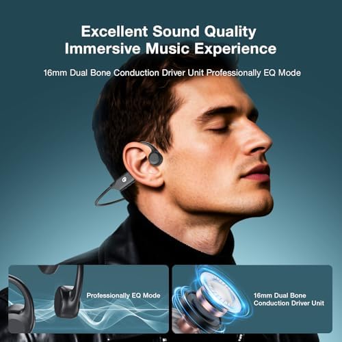 Casque Bluetooth à Conduction Osseuse, Son Supérieur, Étanche, 10h Lecture