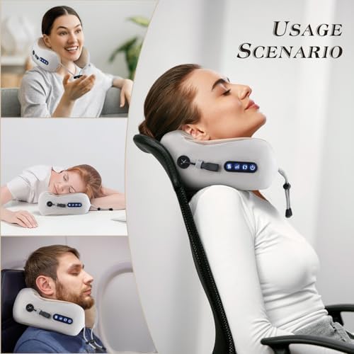 Coussin Massant Sans Fil Masseur Cervical, Portable et Ergonomique