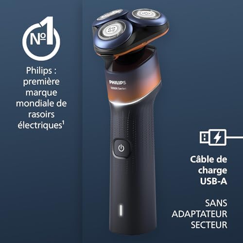 Philips Rasoir Électrique Homme X5012/00, Technologie SkinProtect, Étanche, Orange