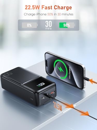 Chargeur Portable 50000mAh Batterie Externe, 22,5W Charge Rapide avec Écran LED