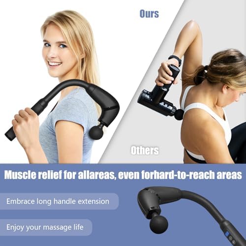 Pistolet de Massage Musculaire avec Poignée Étendue, 4 Têtes et Écran LCD