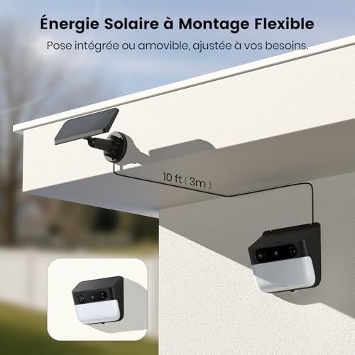 Caméra de Surveillance 3K Solaire, camera solaire Extérieure Sans Fil avec Détection AI