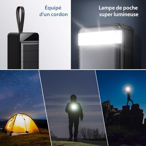 Batterie Externe 50000mAh avec Charge Rapide, Écran LED et Lampe de Poche