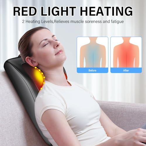 Masseur Cervical 3D avec Coussin Chauffant, 3 Vitesses Réglables et Modes Multiples