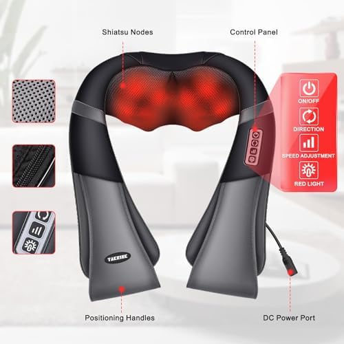 Masseur Cervical Shiatsu 3D avec 16 Nœuds et Vitesse Réglable