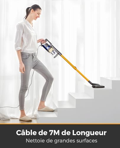 VACTechPro Aspirateur Balai XL-606-60, 680W, 60KPa, 7M Câble, Orange