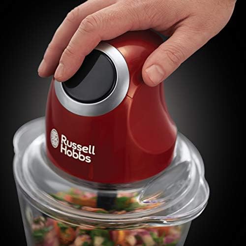 Russell Hobbs Mini Hachoir Électrique Desire Rouge, Modèle 24660-56, Bol en Verre 500ml, Lames en Acier