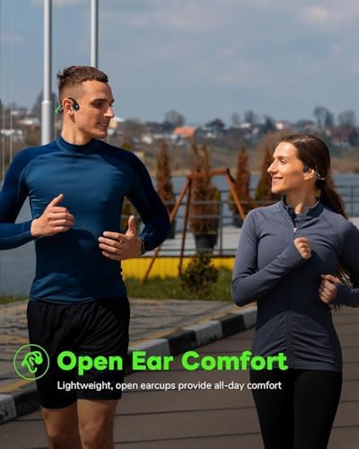 Casque Bluetooth Conduction Osseuse, Écouteur Sport IPX7, Vert Lumière Intelligente
