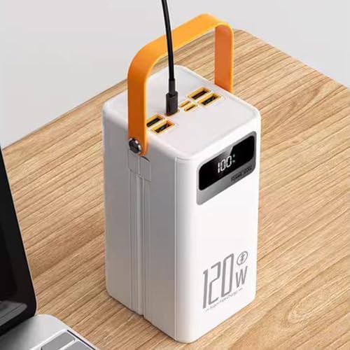 Batterie Externe Solaire 50000mAh, 120W avec Lumière et Câbles Intégrés