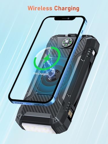 Batterie Externe Solaire 49800mAh, Charge Rapide PD30W avec Câbles Intégrés